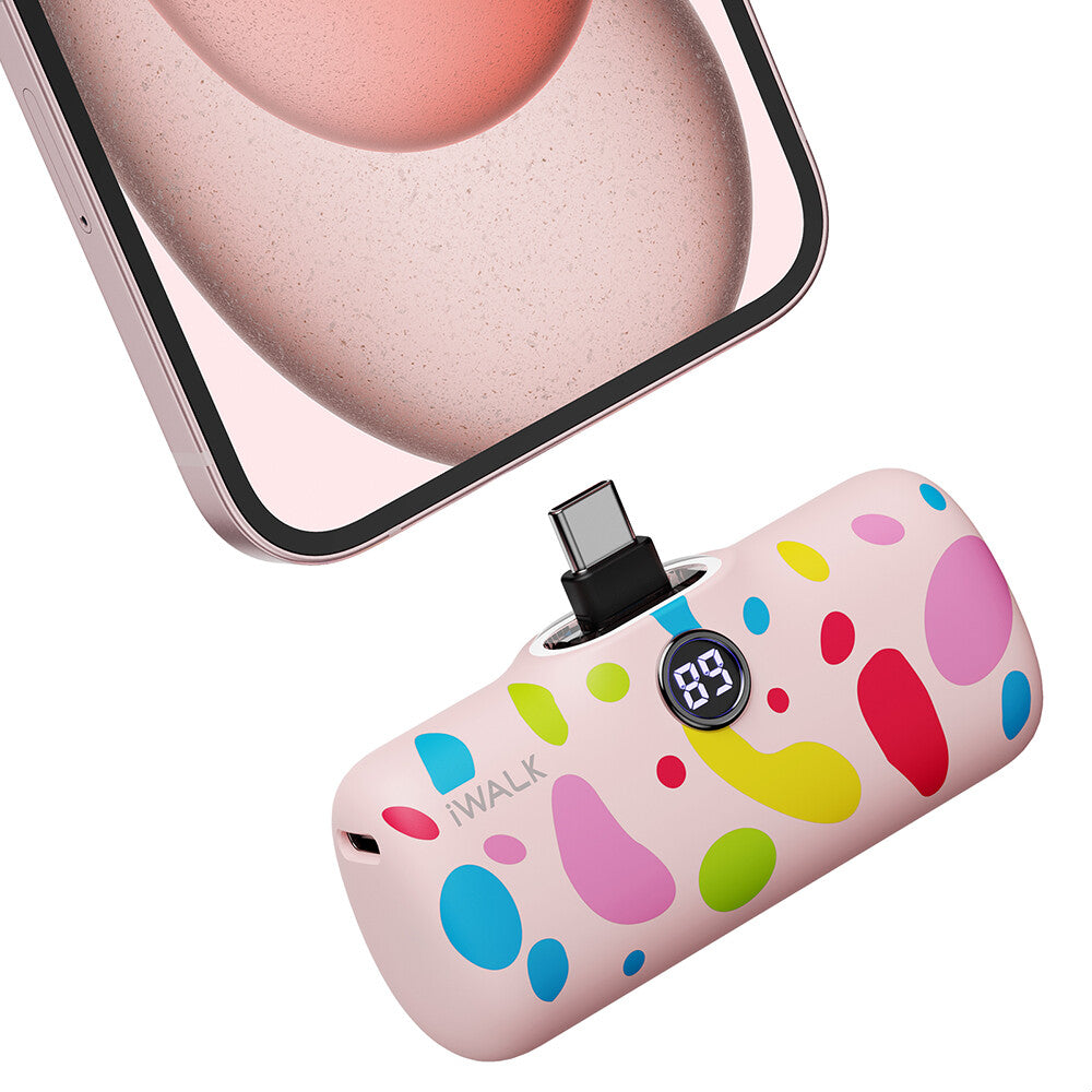 iWALK 4800mAh USB-C 20W PD Fast Charging mini power bank with Colorful Pattern