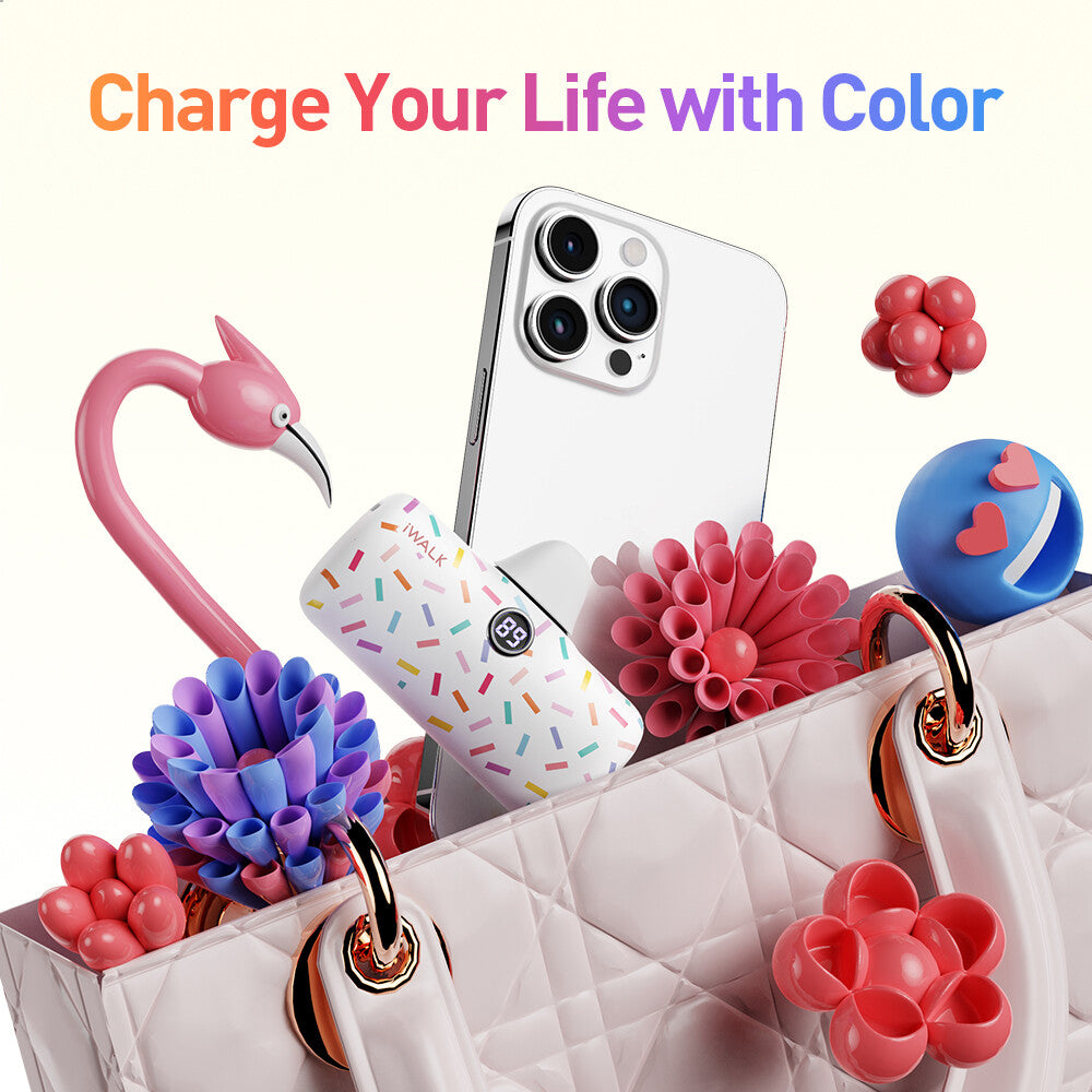 iWALK 4800mAh USB-C 20W PD Fast Charging mini power bank with Colorful Pattern