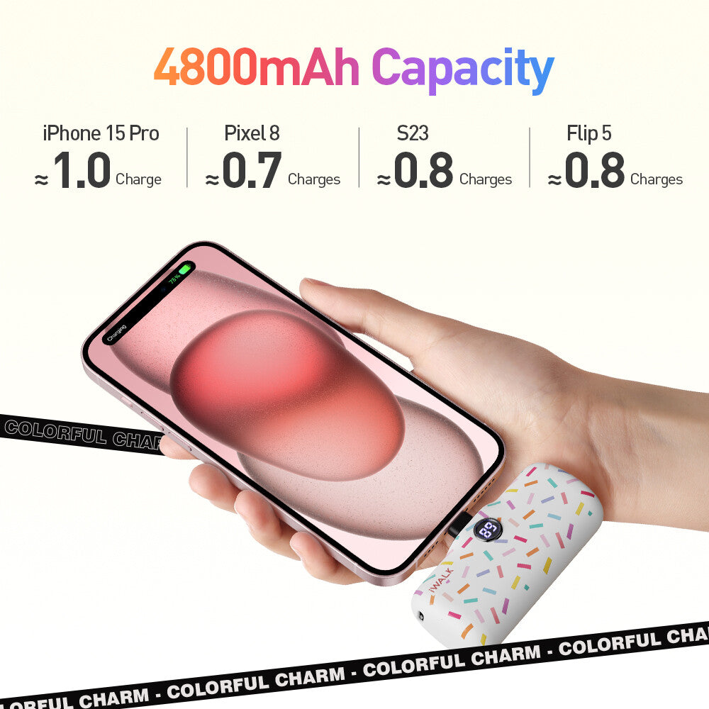 iWALK 4800mAh USB-C 20W PD Fast Charging mini power bank with Colorful Pattern