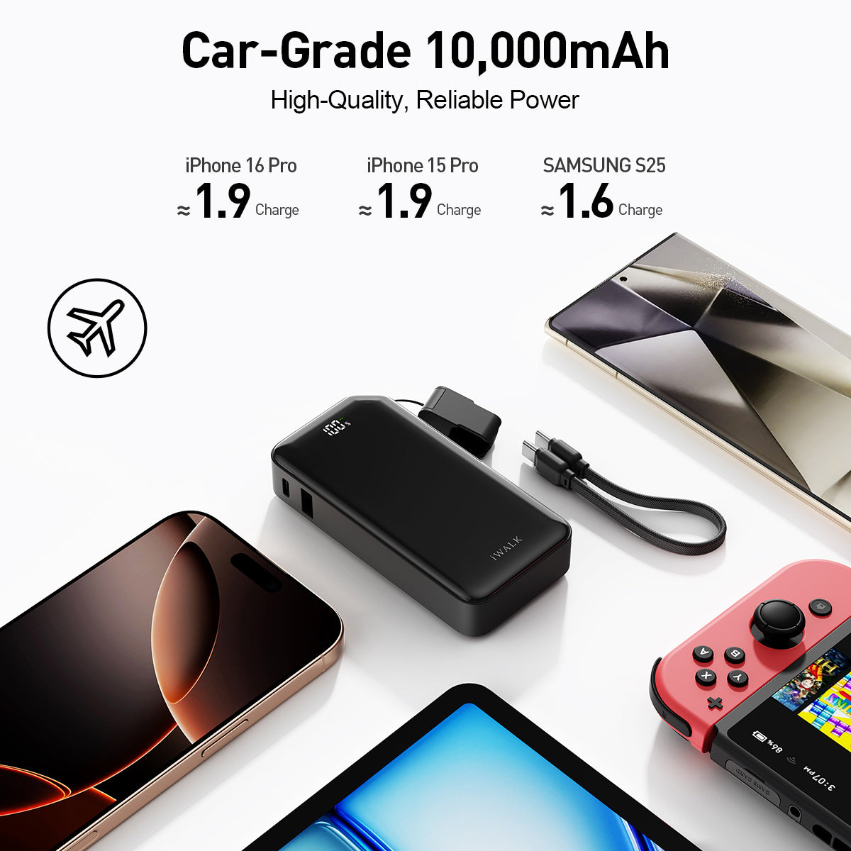 iWALK MacroGo10000 | 30W Fast Charger with Stand & USB-C Lanyard
