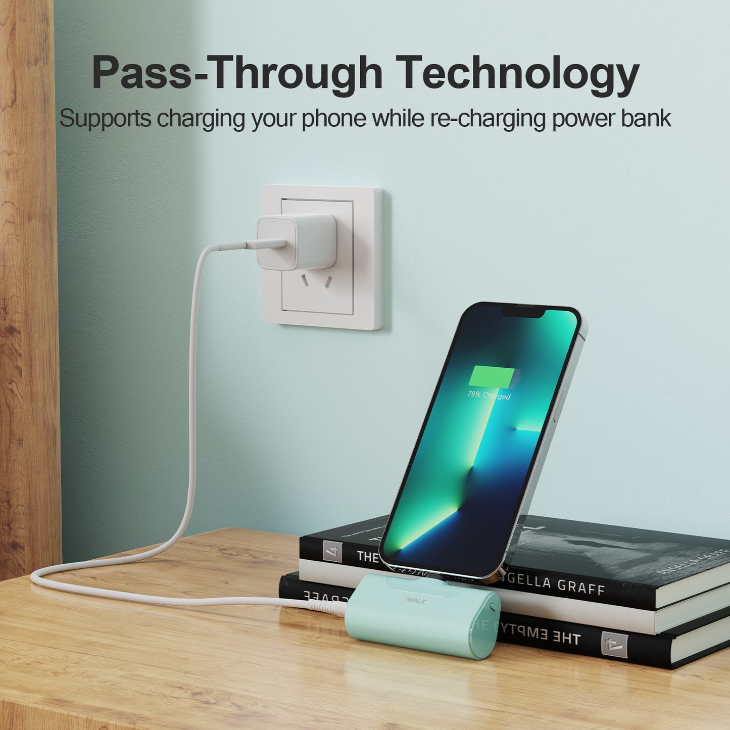 iWALK LinkPod 4 | Pocket Size Cute Portable Charger for iPhone 14/13/12/11/X/8/7/6(Built-In Connector)