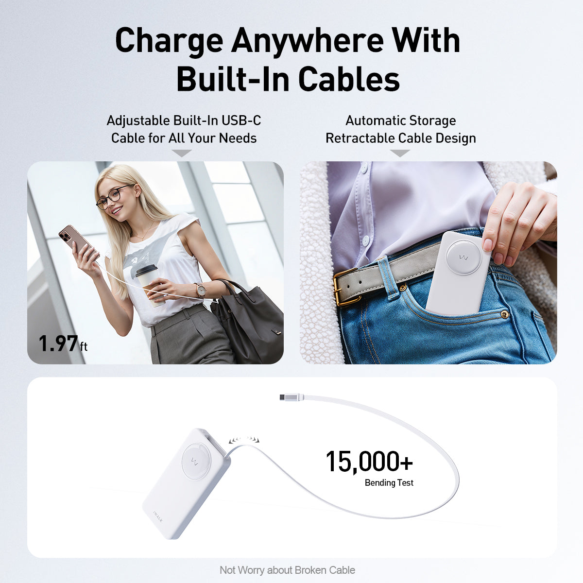 Charge Anywhere With Built-In Cables