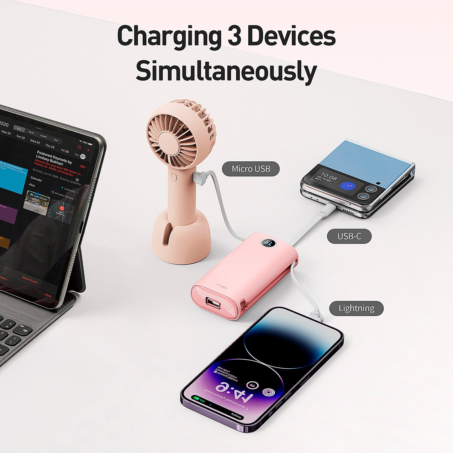 iWALK Mini Portable Charger(Built-In USB-C&Lighting Cable)