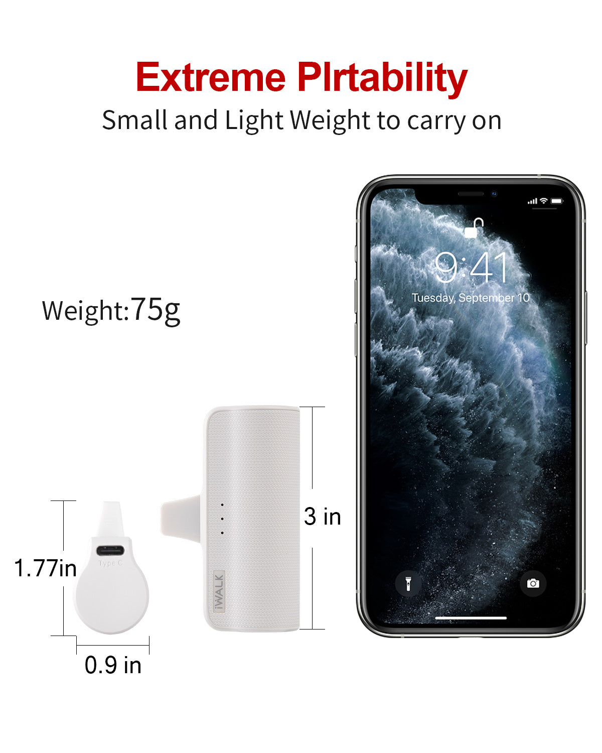 iWALK Small Portable Charger for iPhone 14/13/12/12 Pro