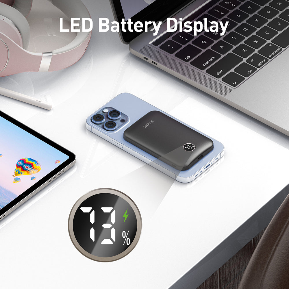 iWALK 2023 Update 18W Magnetic Slim 5000mah Power Bank with LED Display