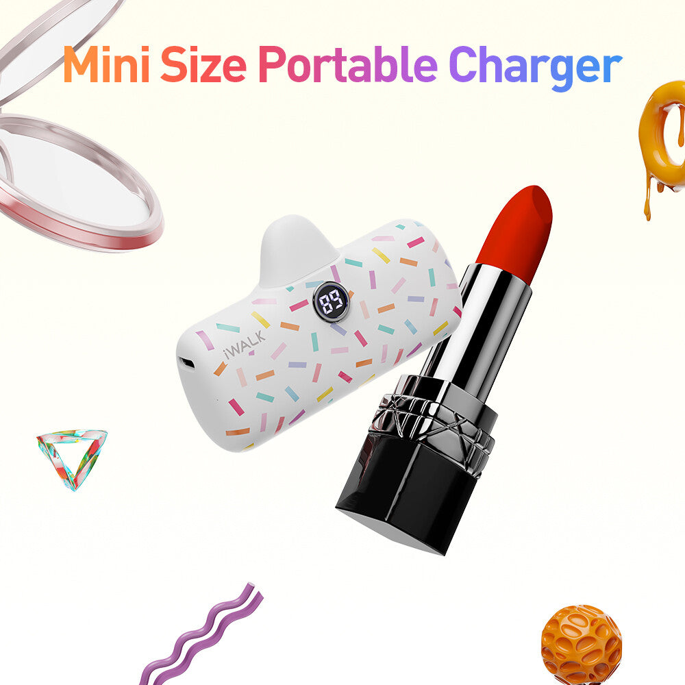 iWALK 4800mAh USB-C 20W PD Fast Charging mini power bank with Colorful Pattern