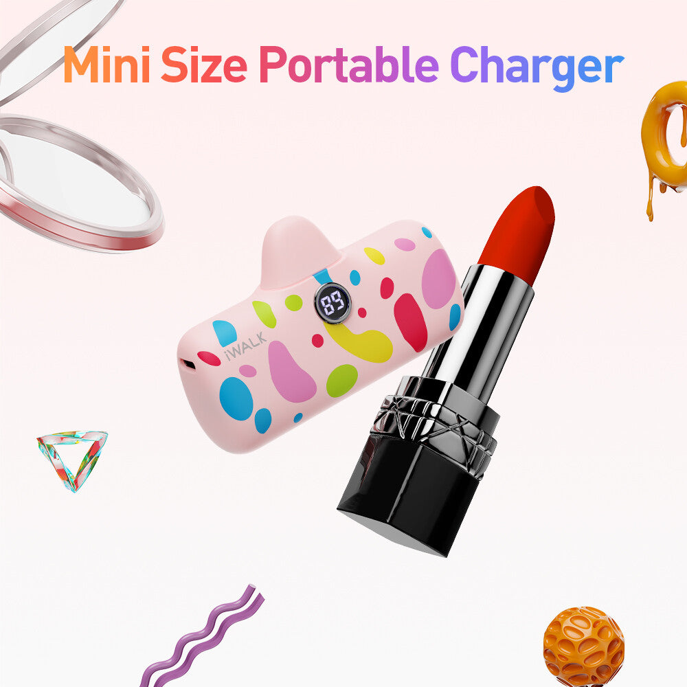 iWALK Colorful Cute Portable Charger for iPhone(Built-In Connector)