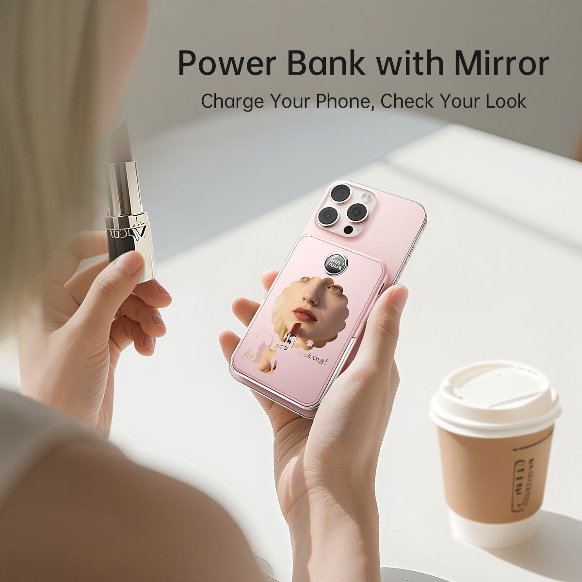 Power Bank with Mirror Charge Your Phone, Check Your Look