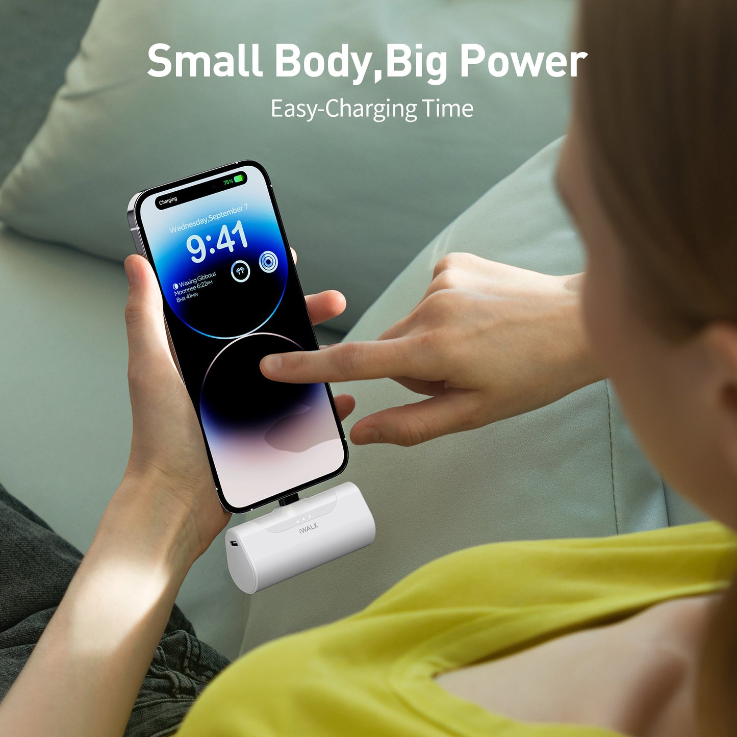 iWALK LinkPod 4 | Pocket Size Cute Portable Charger for iPhone 14/13/12/11/X/8/7/6(Built-In Connector)