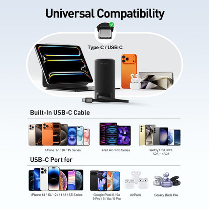 iWALK LinkPod AC5000|30W Power Bank with Foldable AC Plug & Built-in USB-C Cable