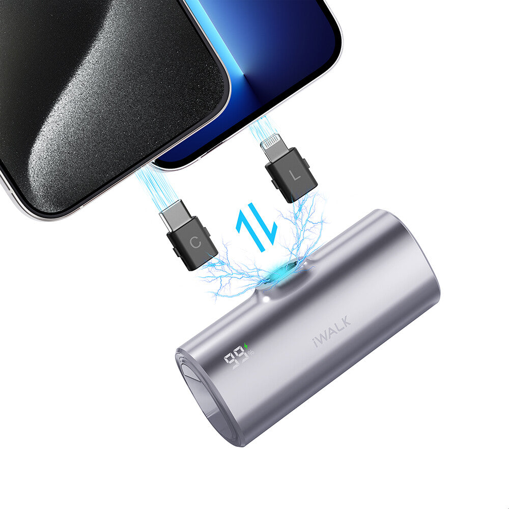 Changeable Plugs Portable Charger with USB C and Lightning for iPhone/iPad  Pro/Air
