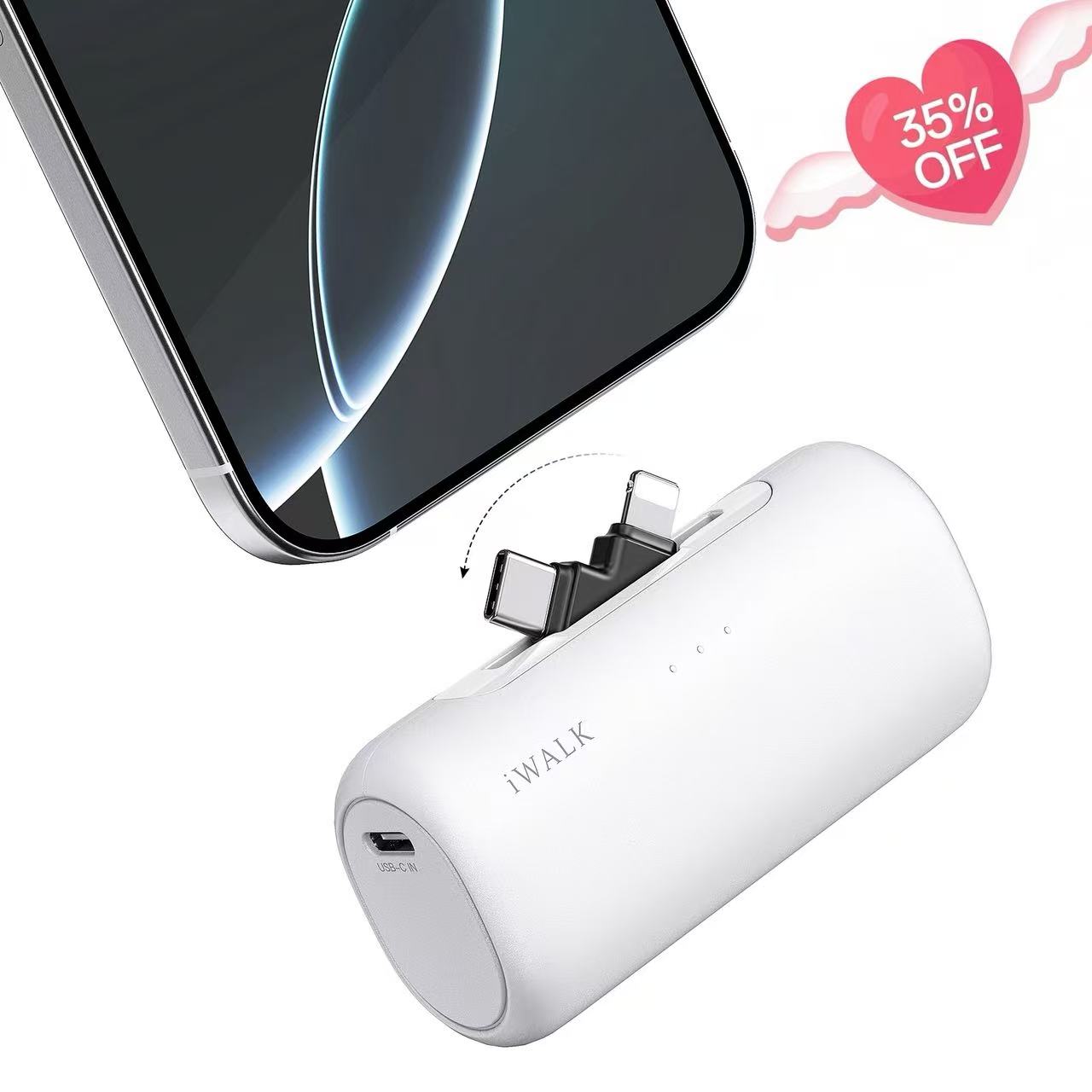 iWALK LinkPod Switch portable charger with 2-in-1 USB-C and Lightning connector