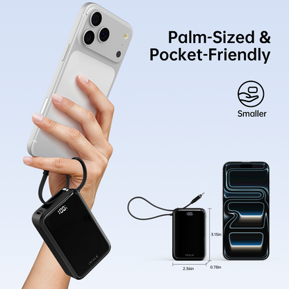 iWALK MagicGo 10000 |45W PD Fast Charging Power Bank with Built-in Cable & Holder