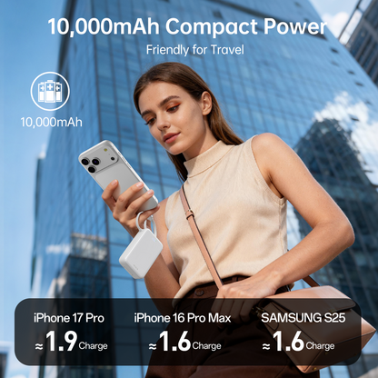 iWALK MagicGo 10000 |45W PD Fast Charging Power Bank with Built-in Cable & Holder