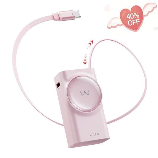 iWALK LinkPod Reel 10000|30W Built-in 2.3ft Cable Portable Charger