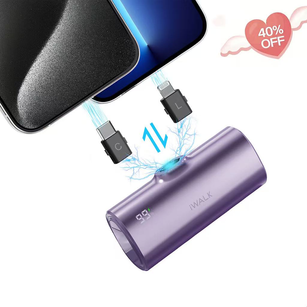 iWALK LinkPod X|with USB C and Lightning Plugs Portable Charger