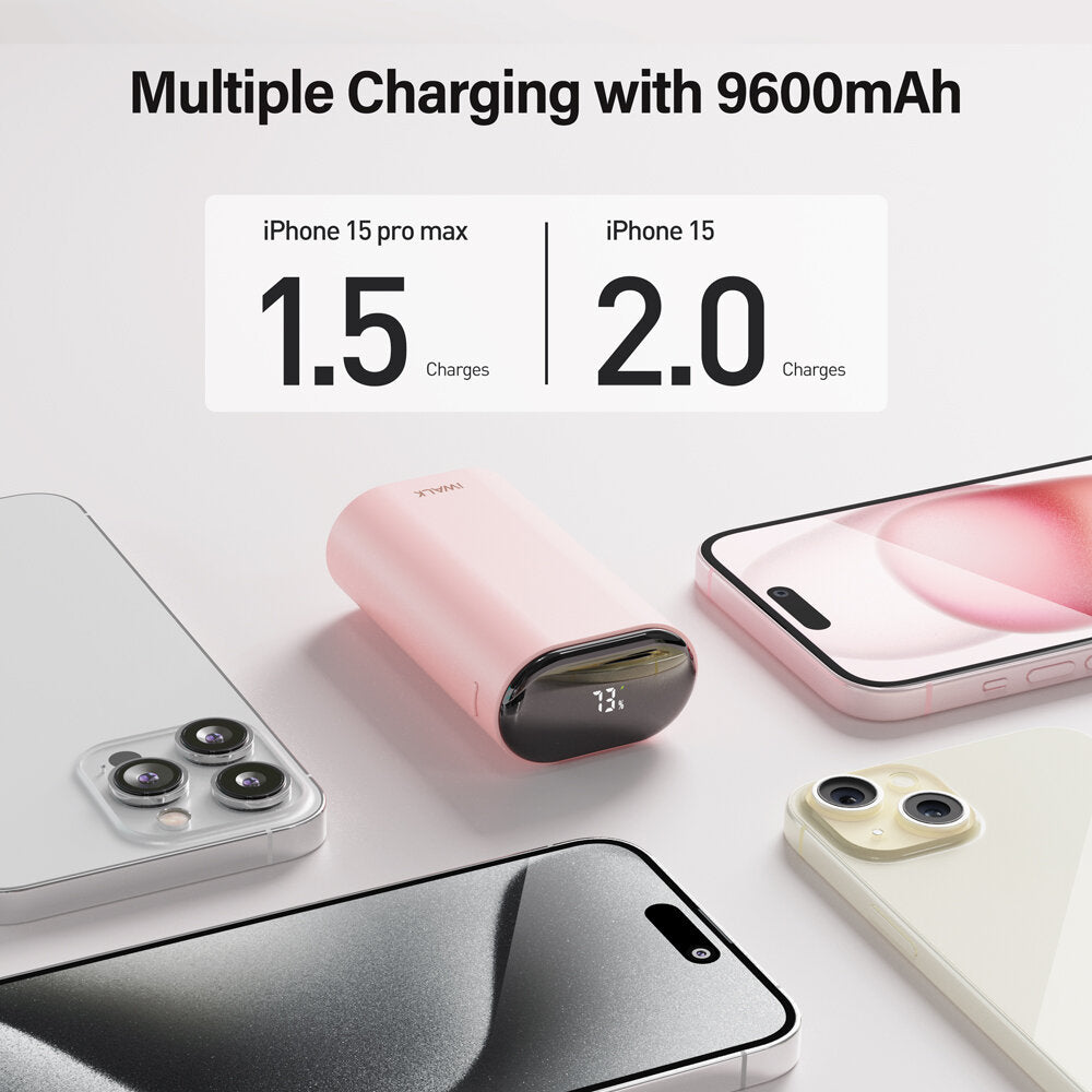 iWALK LinkPod Y2 | 10000mAh 18W PD Fast Power Bank [Built-In USB-C Cable]