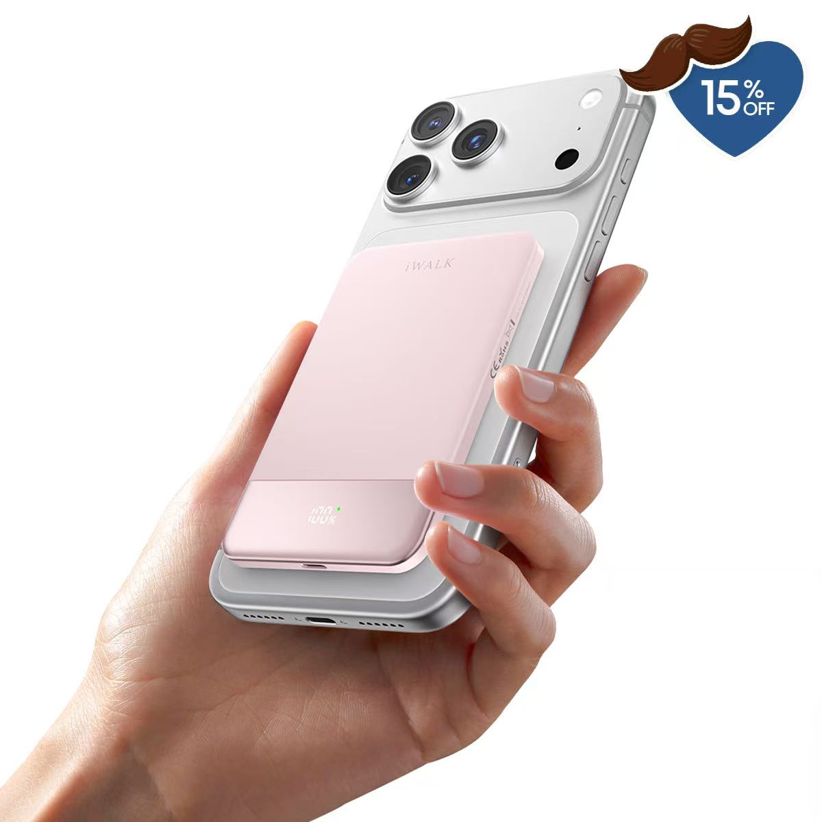 iWALK PowerGrip Air |15W Ultra Slim Magnetic Wireless Power Bank