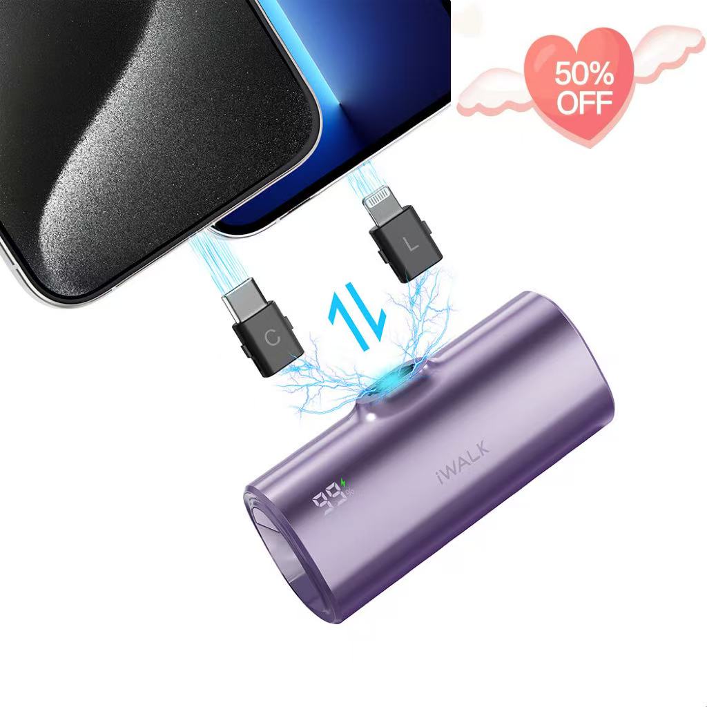 iWALK Portable Charger with USB C and Lightning Plugs