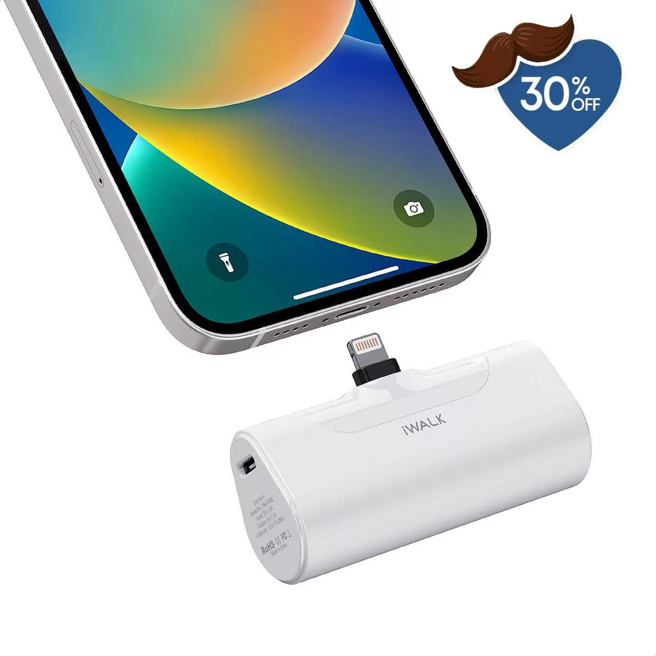 iWALK 4500mAh Pocket Size Cute Portable Charger Built-In Lightening Port