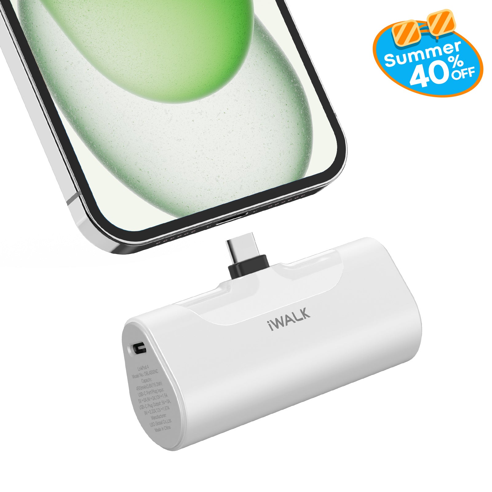 iWALK Portable Charger for iPhone 17/16/15 USB-C Small Power Bank 20W 4,500mAh Fast Charging Battery Pack Compatible with iPhone 15/16/16/17 Plus/17 Pro/17 Pro Max, Samsung Galaxy S25/S24/S23 Android