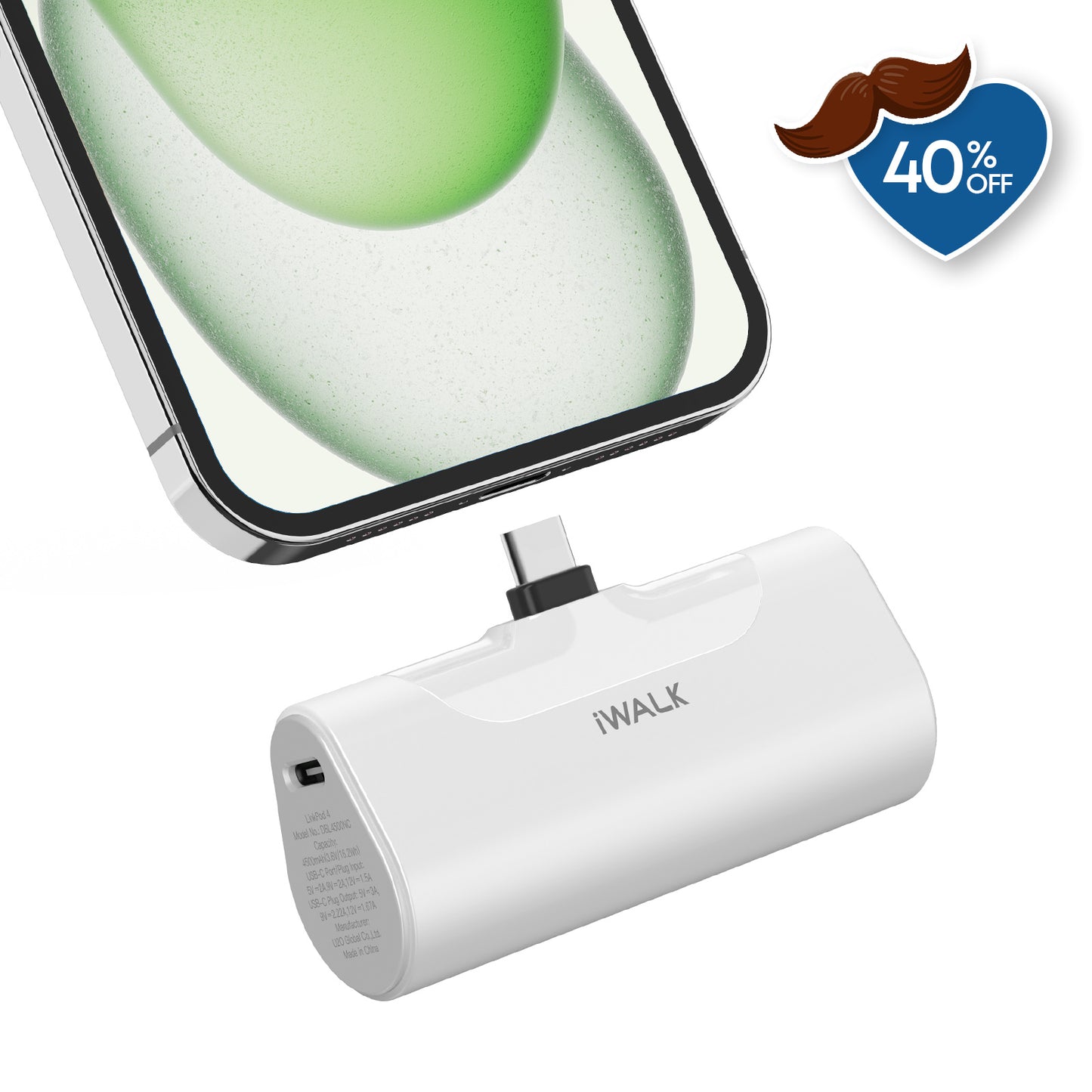 iWALK LinkPod 4 | 4500mAh 20W Portable Charger Built-In USB-C Port