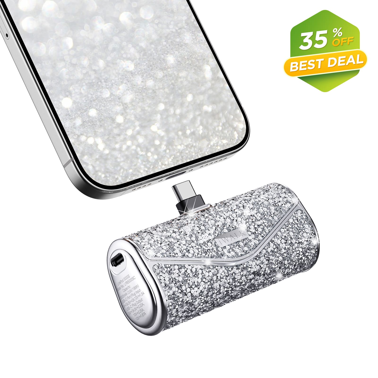 iWALK 22.5W  Portable Charger with Sparkly Diamond Design