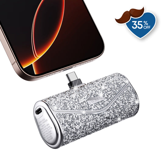 iWALK 22.5W Fast Charging Portable Charger with Sparkly Diamond Design for iPhone 17 16 15