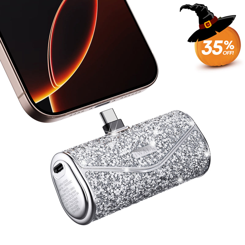 iWALK Portable Charger 22.5W, 5000mAh Power Bank with diamond design for iPhone 18/17/16/15