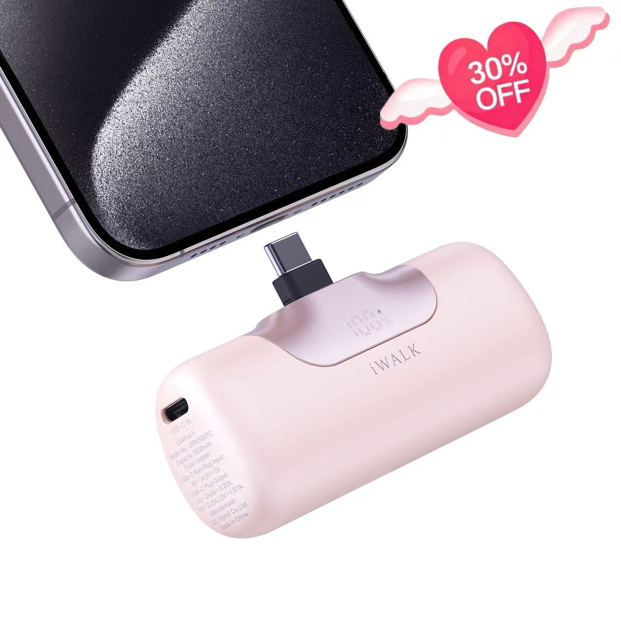 iWALK 5500mAh Fast Charging Portable Charger with USB-C Connector