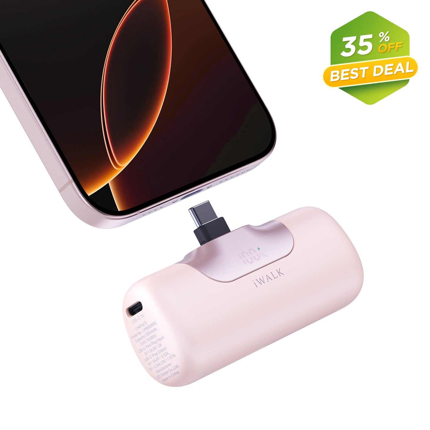 iWALK 5500mAh Fast Charging Portable Charger with USB-C Connector