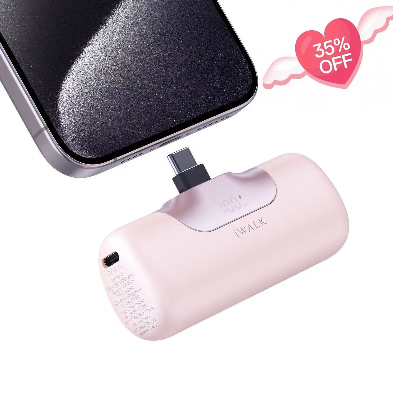 iWALK LinkPod 5 portable charger with 5500mAh battery and 22.5W USB-C fast charging