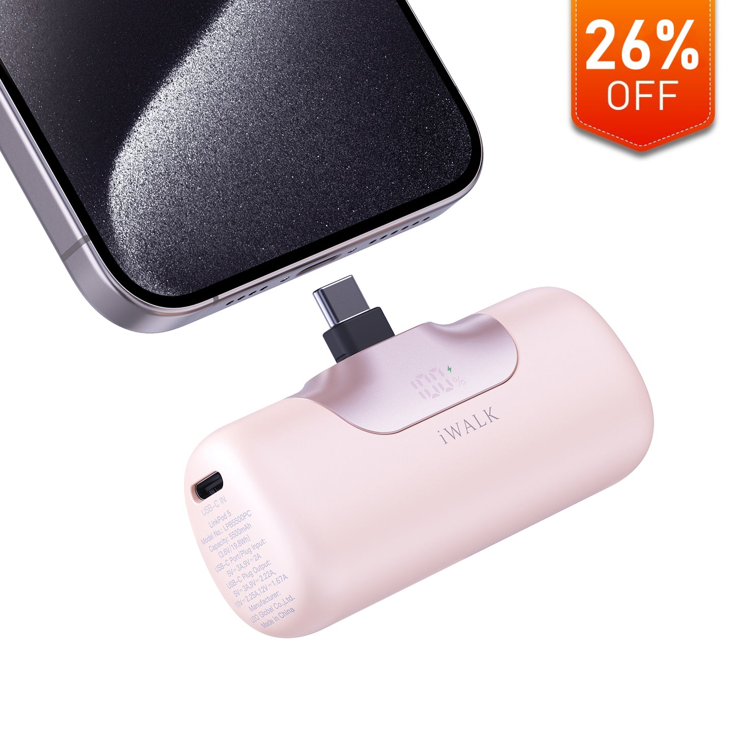 iWALK LinkPod 5 | 5500mAh, 22.5W USB-C Portable Charger