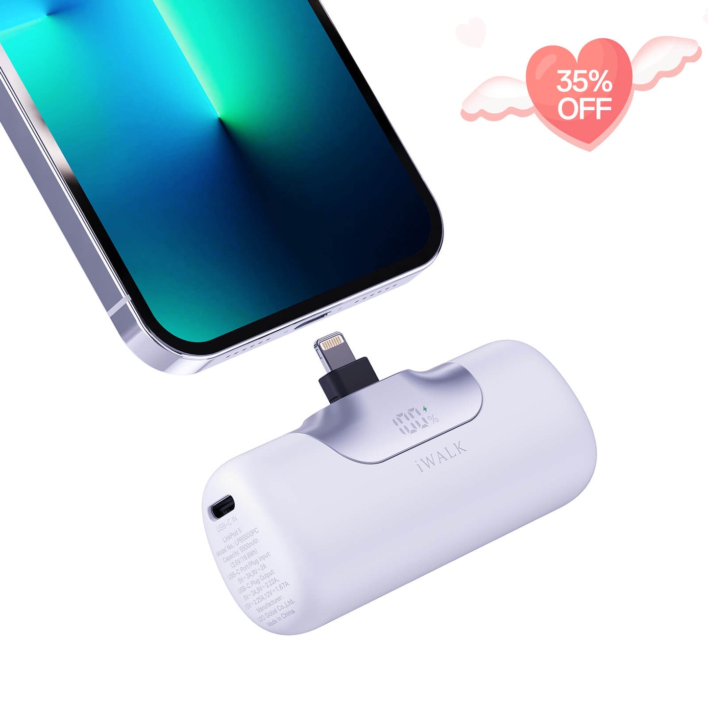 iWALK LinkPod 5 | 5500mAh, 22.5W Lightning Port Portable Charger