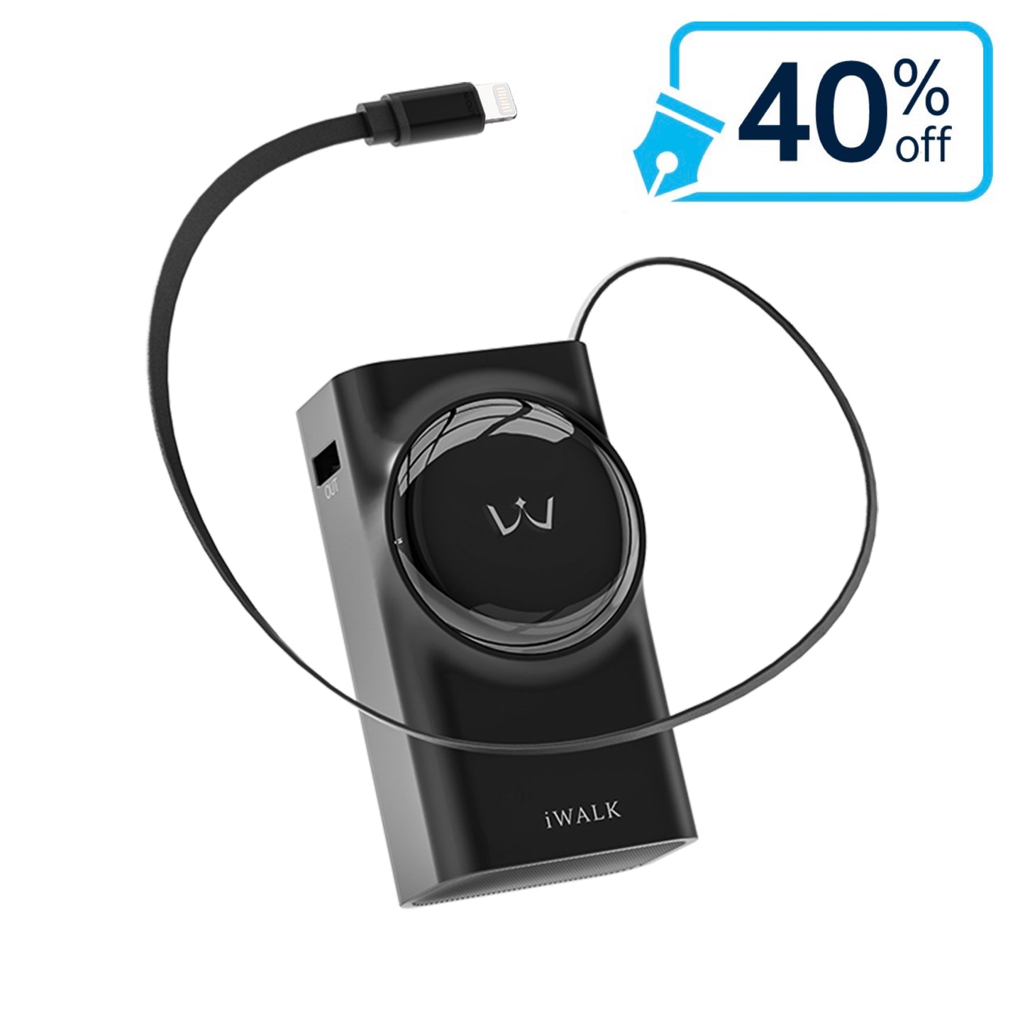 iWALK 10000 mAh Power Bank with Built-in Cable for iPhone 14/13/12 for sale