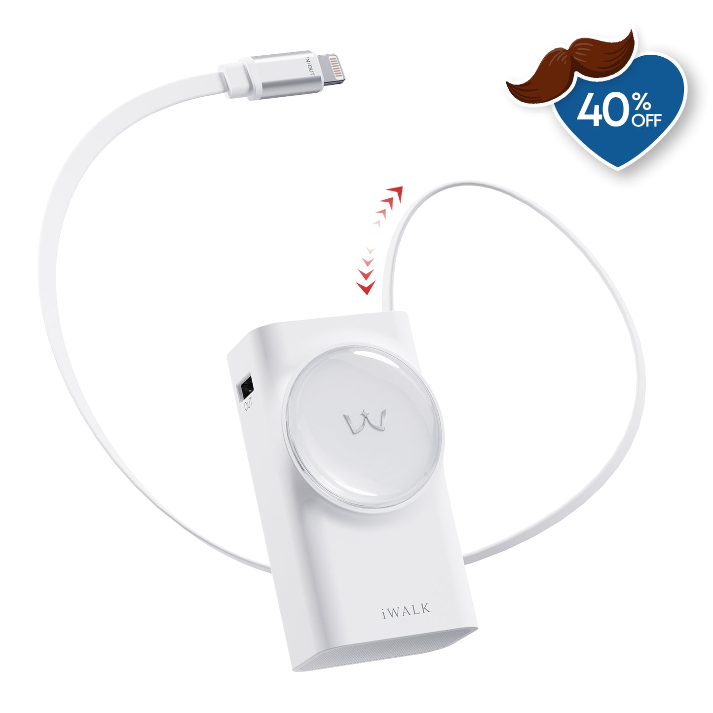 iWALK 10000 mAh Power Bank with Built-in Cable for iPhone 14/13/12 for sale
