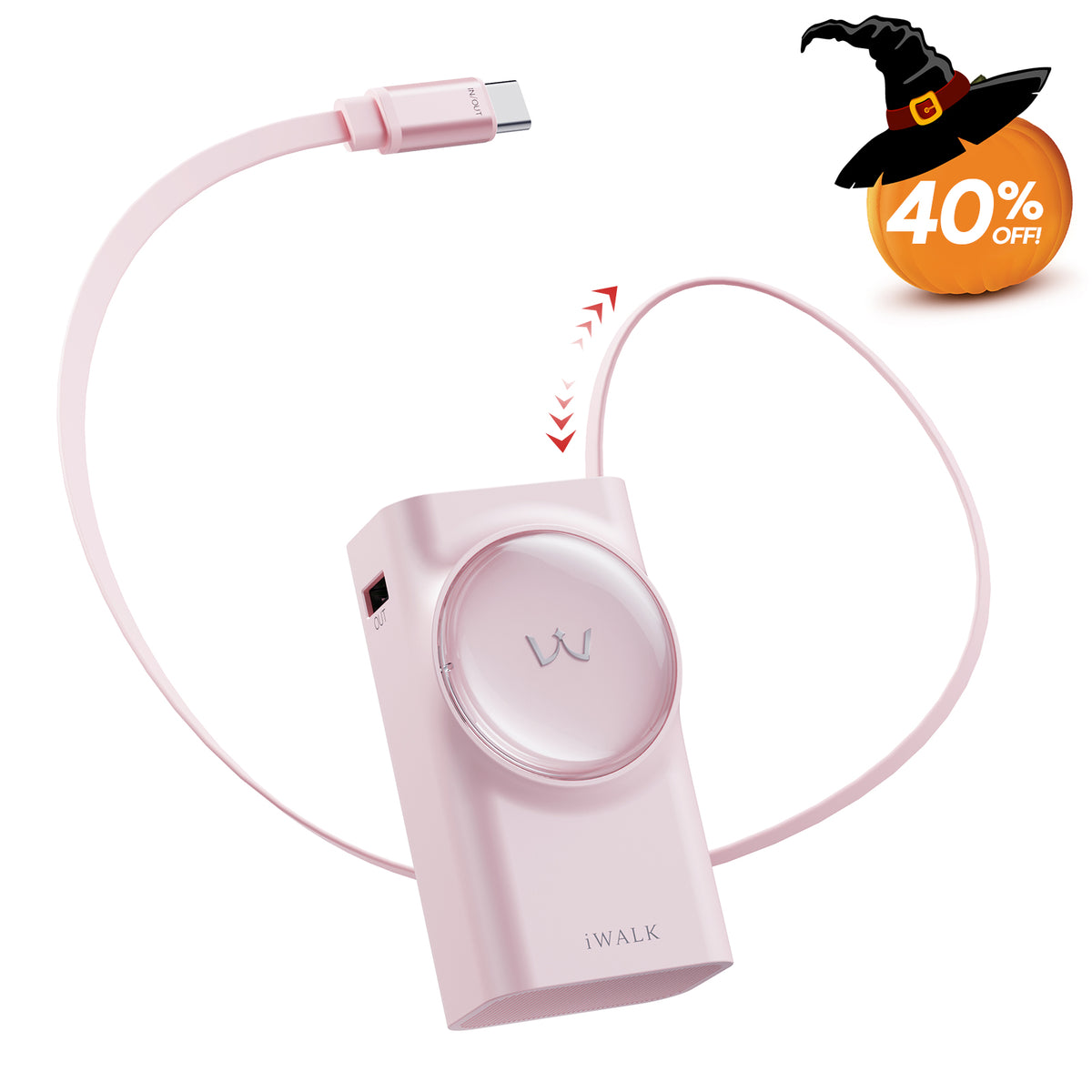 iWALK LinkPod 10000mAh Portable Charger with Built-in USB-C Cable For  iPhone 18/17/16//15/14/13 Series