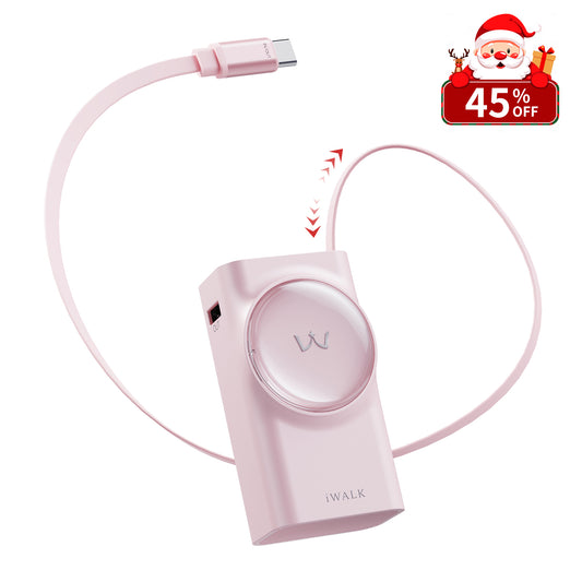 iWALK LinkPod Reel 10000|30W Built-in 2.3ft Cable Portable Charger