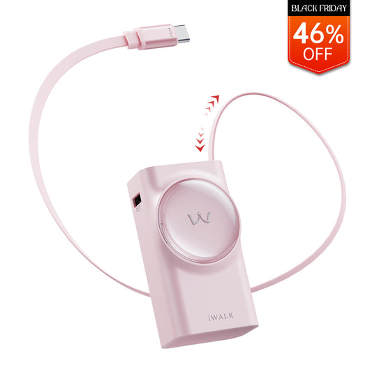 iWALK LinkPod Reel 10000|30W Built-in 2.3ft Cable Portable Charger