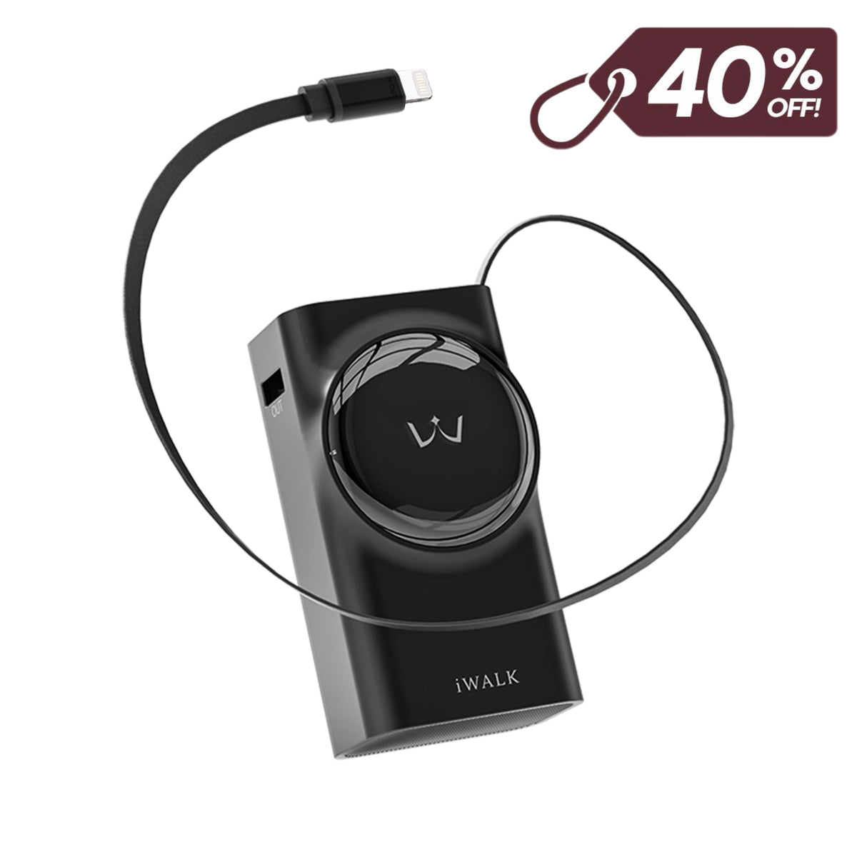 iWALK 10000 mAh Power Bank with Built-in Cable for iPhone 14/13/12 for sale
