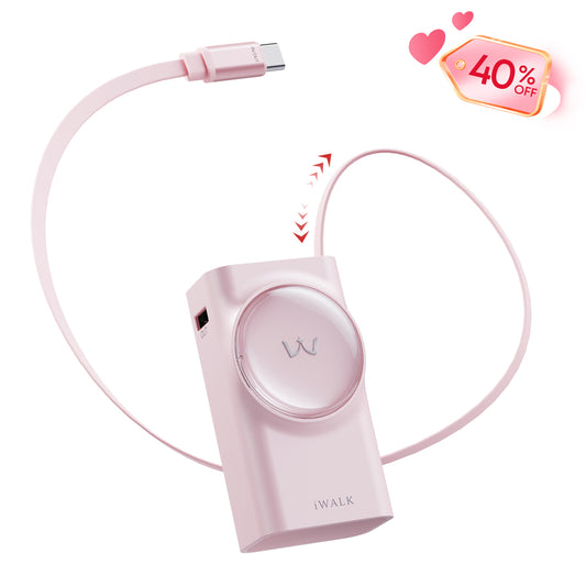 iWALK LinkPod 10000mAh Portable Charger with Built-in USB-C Cable For  iPhone 17/16/16 Pro/15/14/13 Series, Samsung Galaxy