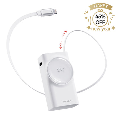 iWALK LinkPod Reel 10000|30W Built-in 2.3ft Lightning Cable Portable Charger