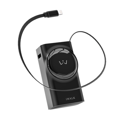 iWALK LinkPod Reel 10000 | Cargador portátil con cable retráctil integrado de 2,3 pies y carga rápida PD 30 W de 10 000 mAh