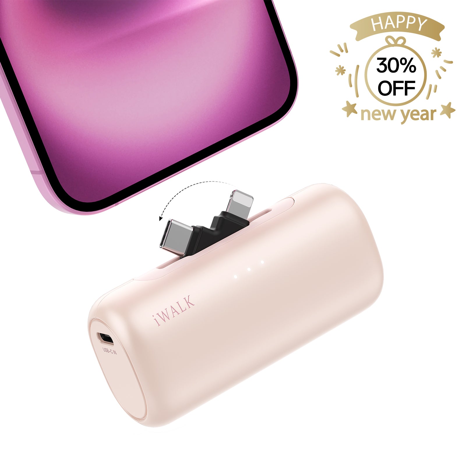 iWALK LinkPod Switch portable charger with 2-in-1 USB-C and Lightning connector