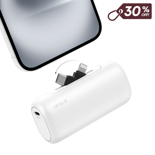 iWALK LinkPod Portable Charger with 2-in-1 Connector switch for iPhone 18/17/15/15/14/13/12/11 Series