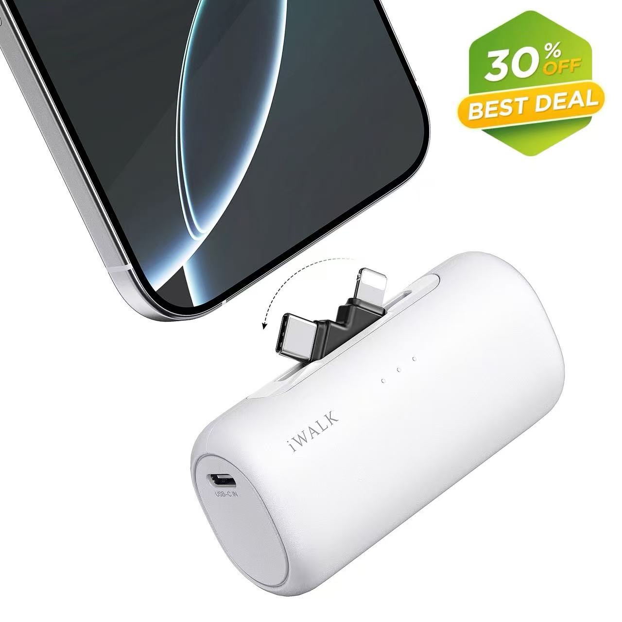 iWALK LinkPod Switch portable charger with 2-in-1 USB-C and Lightning connector