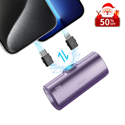 iWALK LinkPod X|with USB C and Lightning Plugs Portable Charger