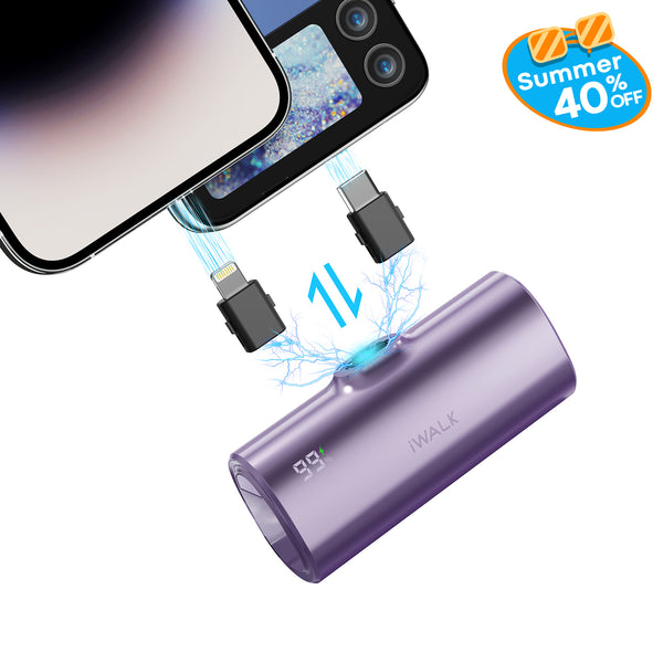 iWALK Portable Charger with USB-C and Lightning Connector Switch