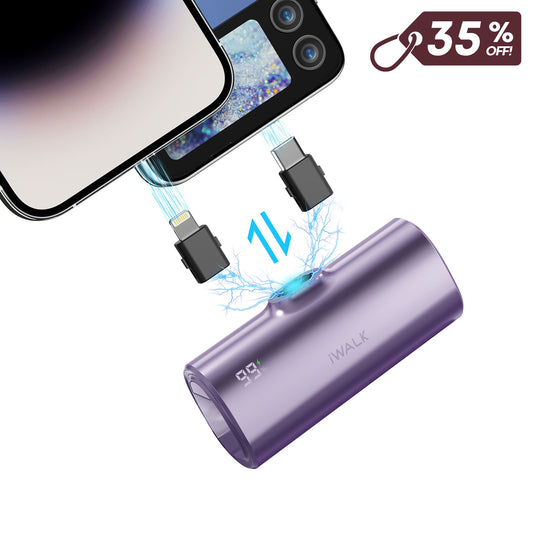 iWALK Portable Charger with USB-C and Lightning Connector Switch