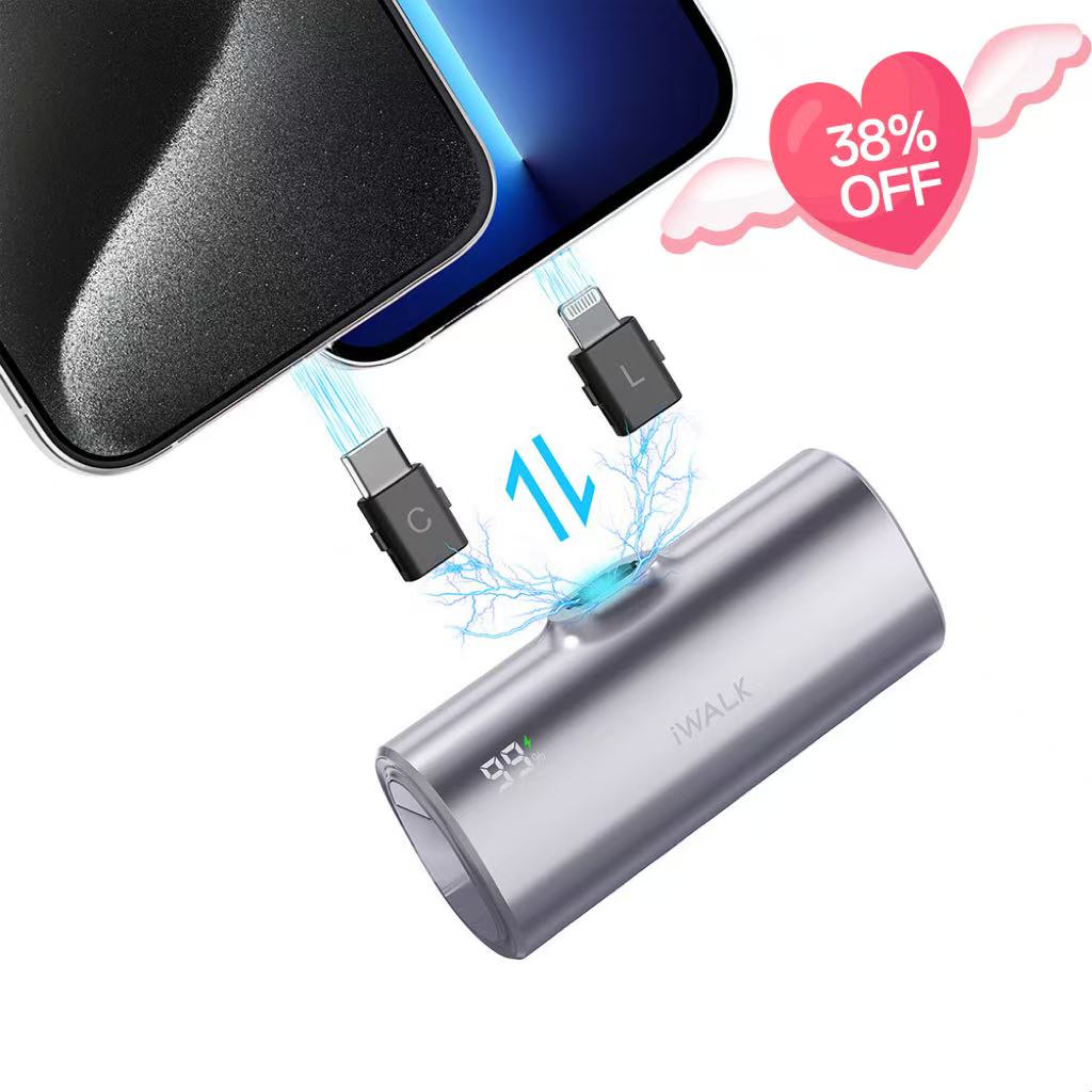 iWALK Portable Charger with USB C and Lightning Plugs